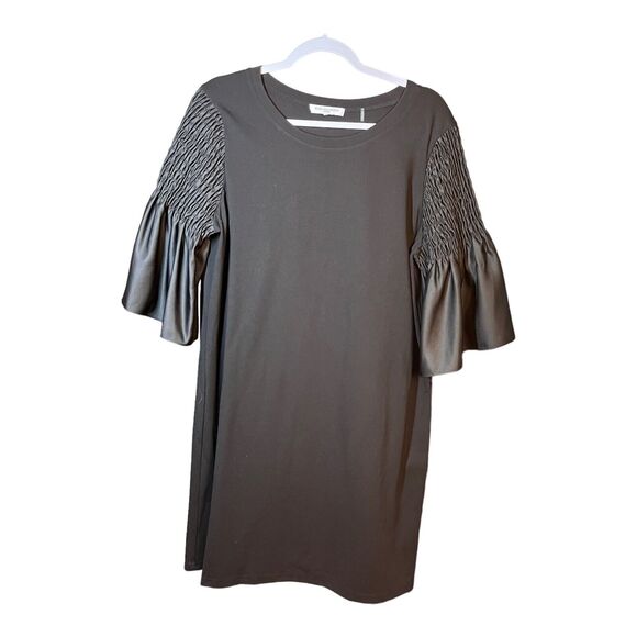 Kobi Halperin Women's Suzette Shift Dress Black Statement Sleeves XL Ruffle - Picture 2 of 11